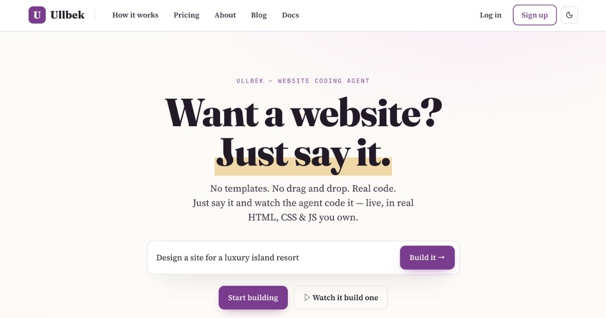 Ullbek: Natural Language Website Development
