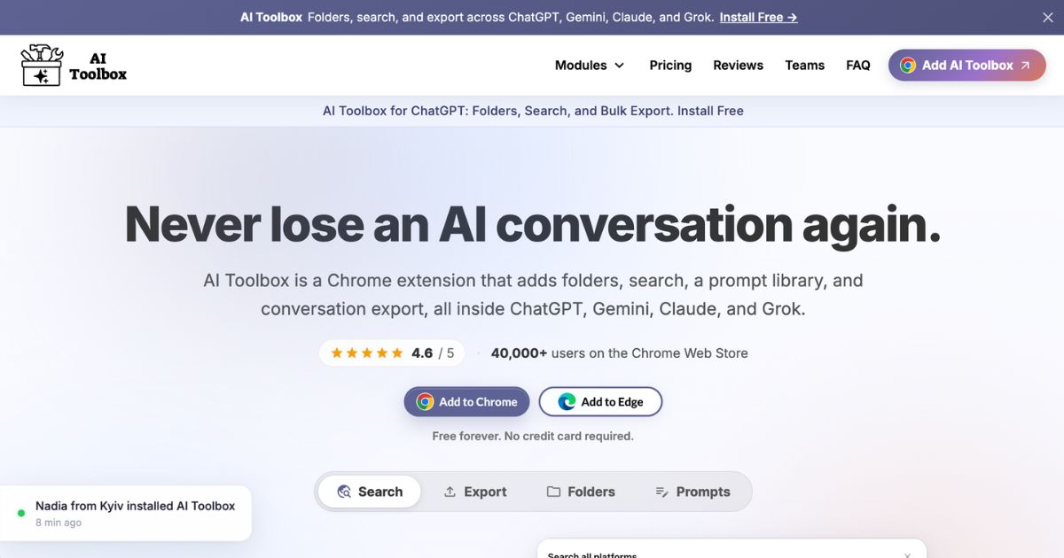AI Toolbox enhances cross-platform AI chat productivity