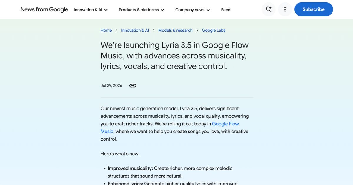Google’s Lyria 3.5: AI Music Generation Efficiently