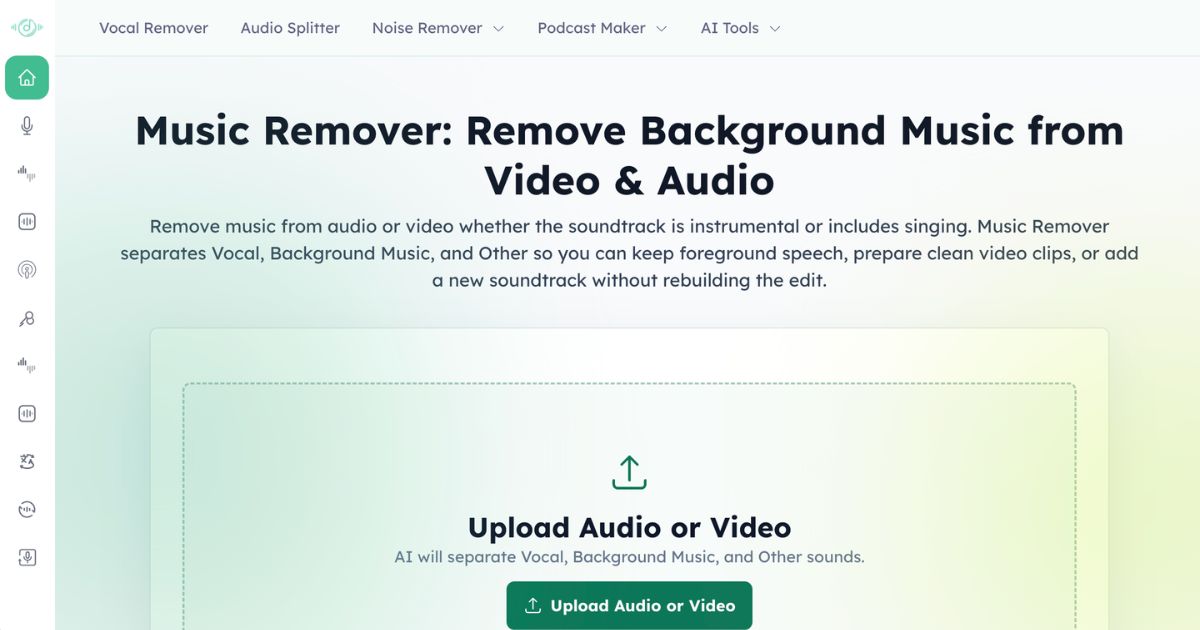MusicRemover AI: Clear Background Music Removal