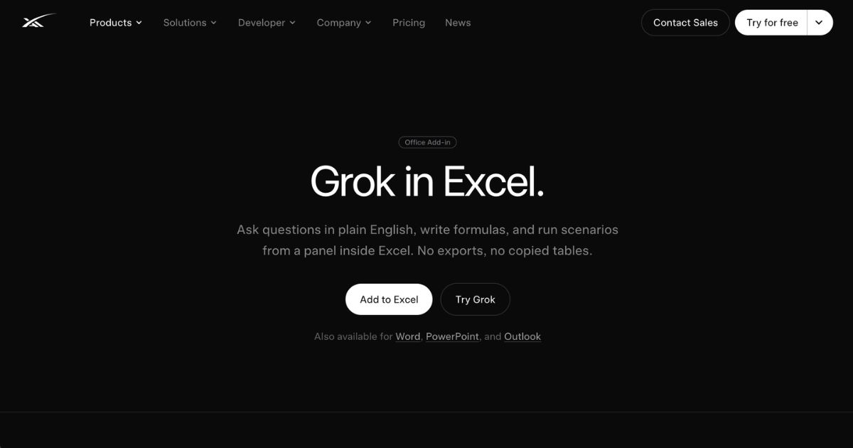 Grok for Excel simplifies AI-powered data tasks