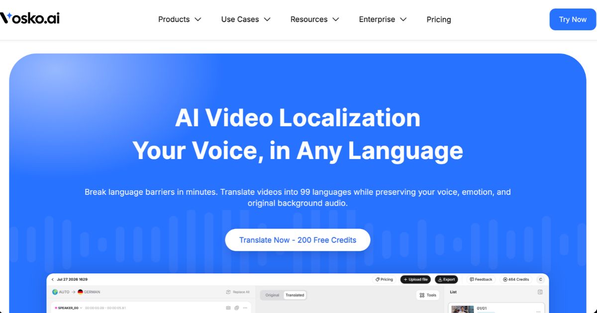 Vosko AI: Global Video Localization Platform